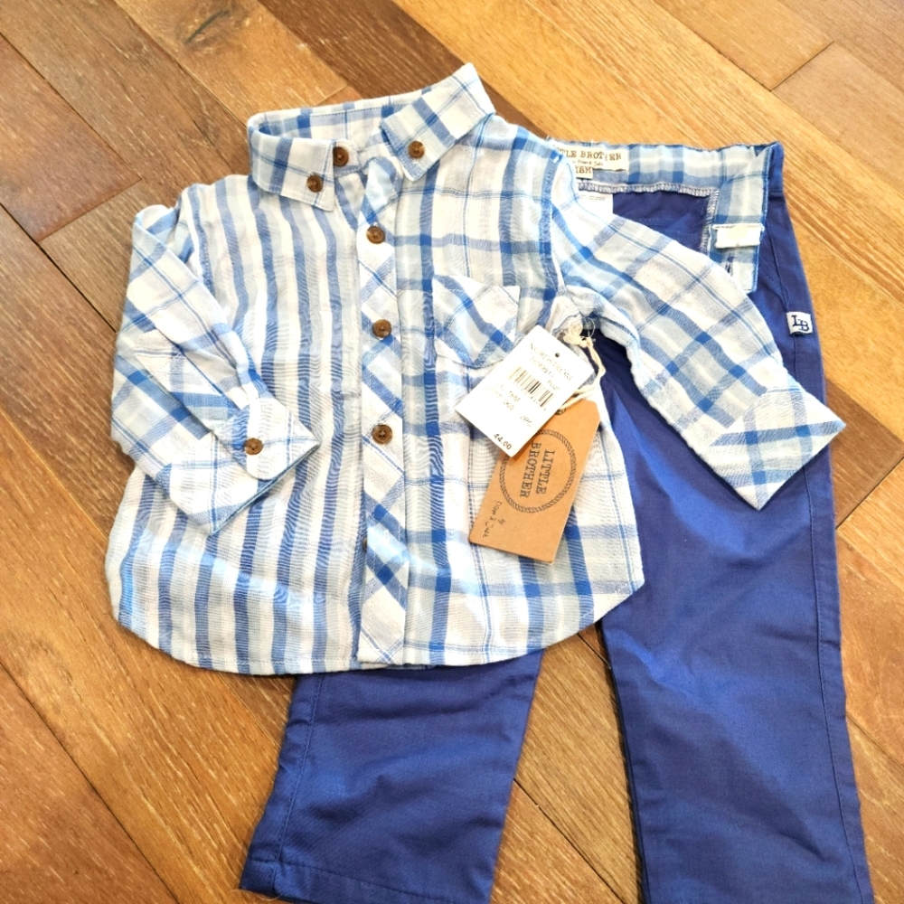 Pippa & Julie - Plaid shirt and pant set
